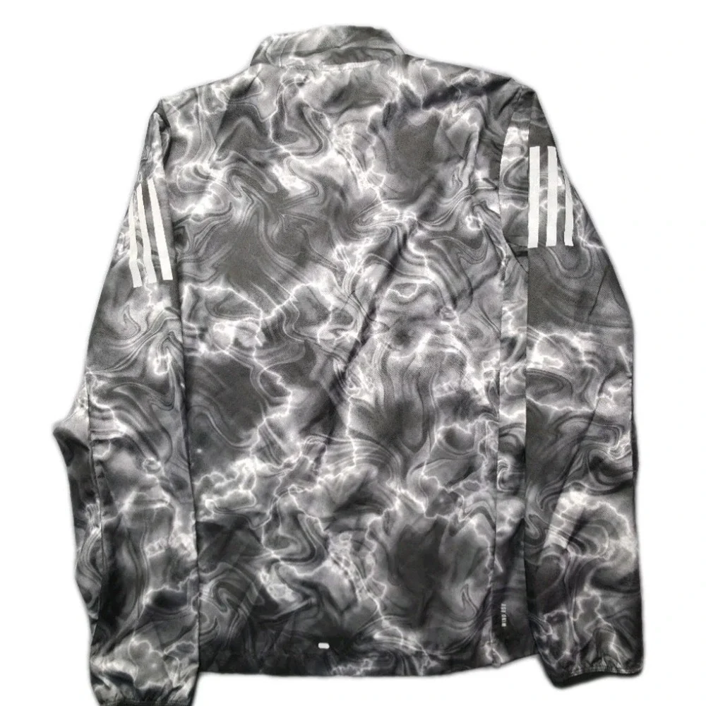 Adidas Men's Jacket  Medium Gray Liquid Camo Full Zip Track Polyester Wind Dry